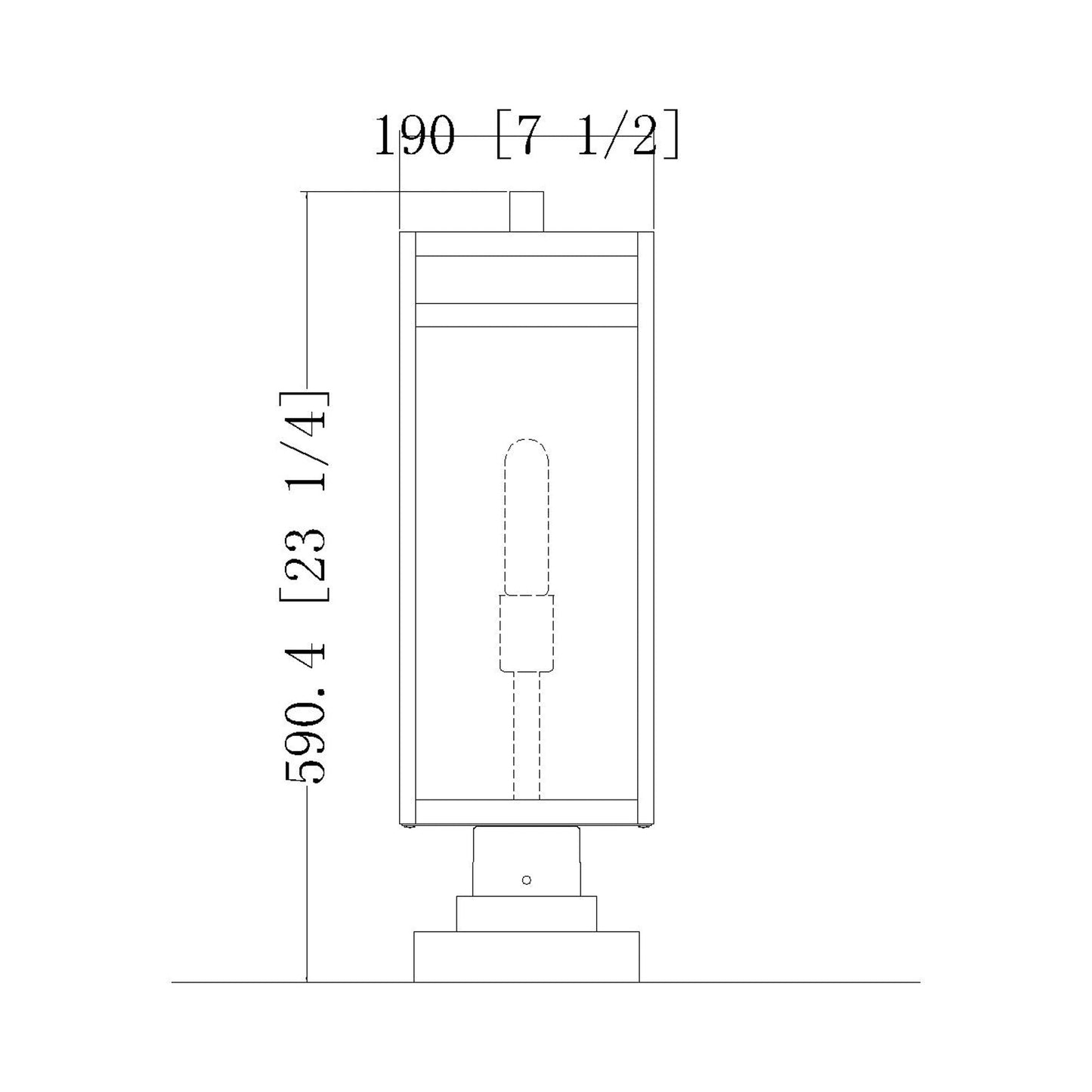 Nuri 596S Outdoor Pier Mount Light - line drawing.