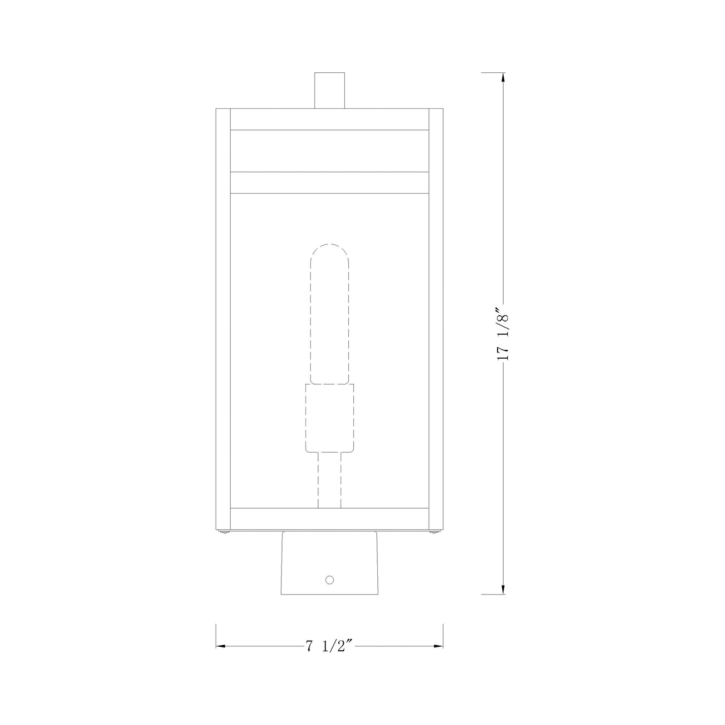Nuri Outdoor Square Post Light - line drawing.