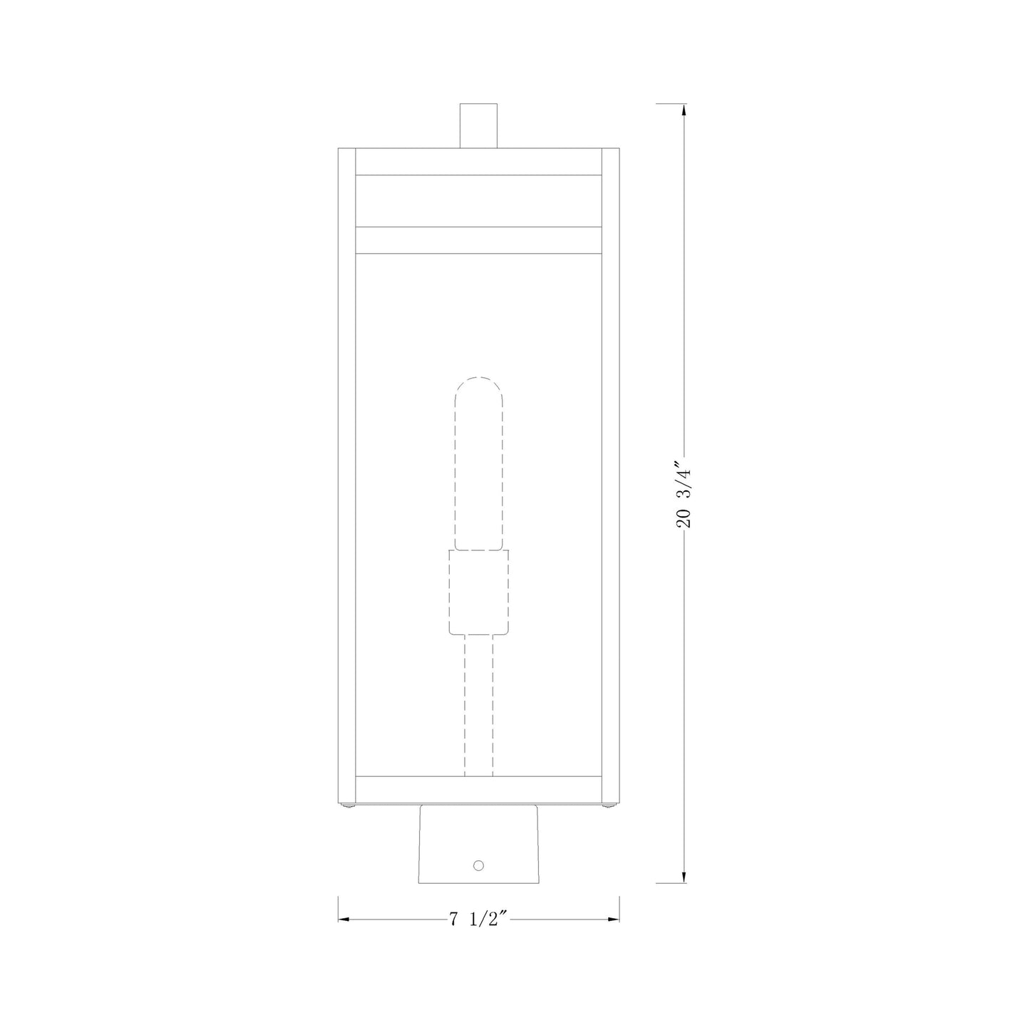 Nuri Outdoor Square Post Light - line drawing.
