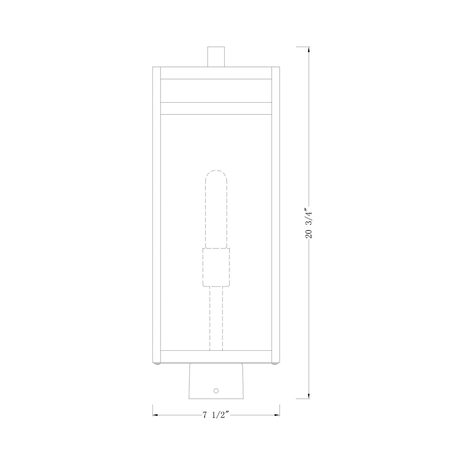 Nuri Outdoor Square Post Light - line drawing.