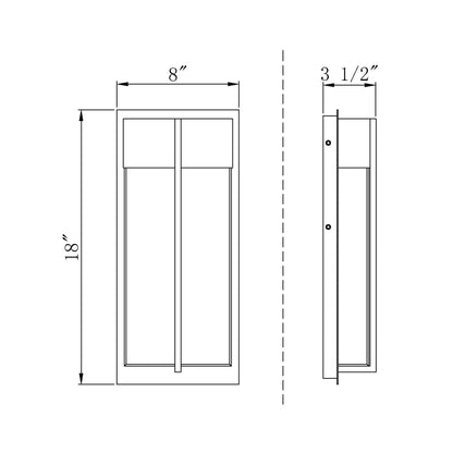 Nyx Outdoor LED Wall Light - line drawing.