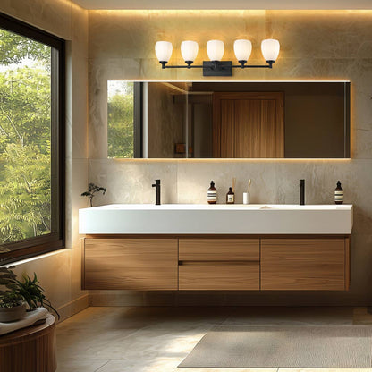 Oren Bath Vanity Light in bathroom.