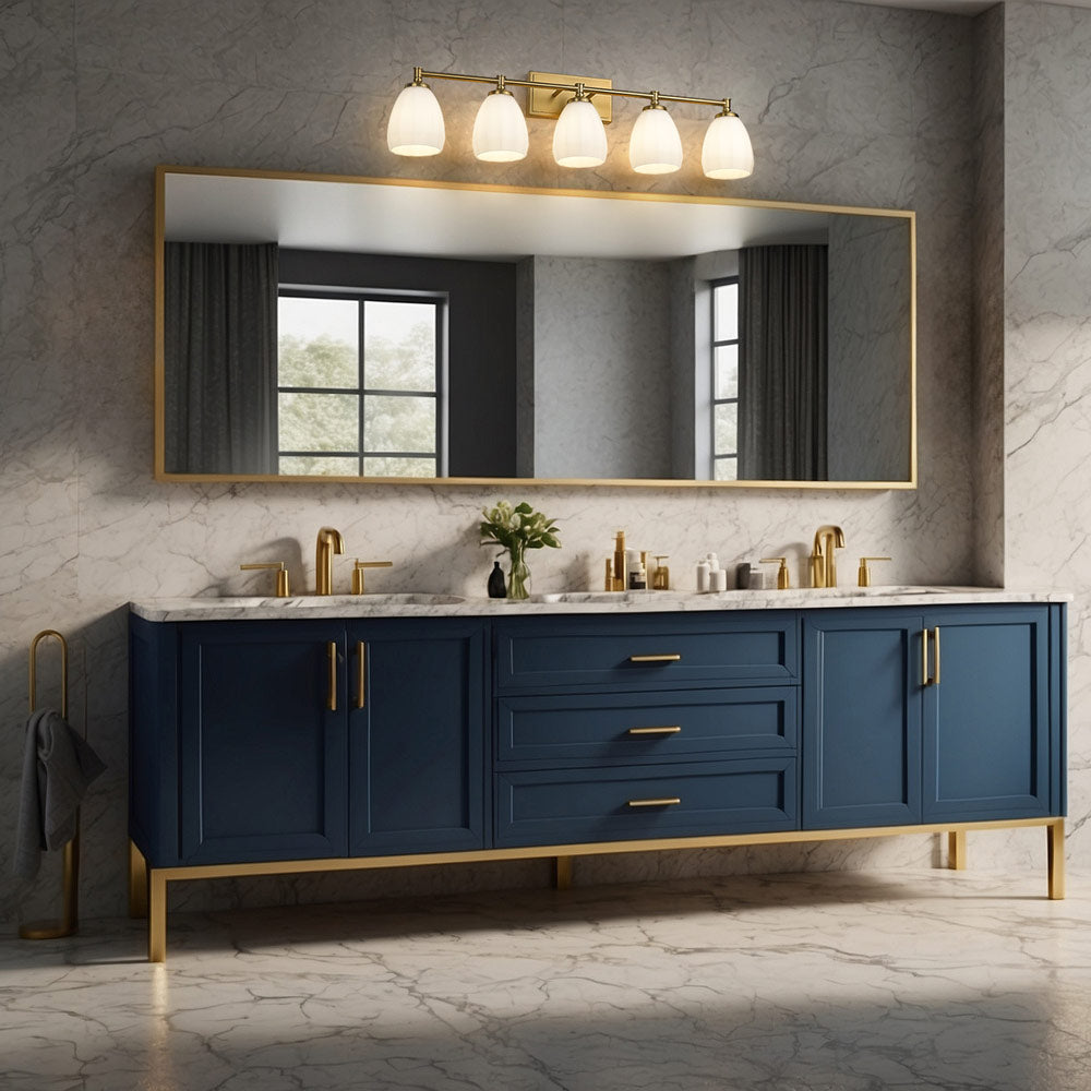 Oren Bath Vanity Light in bathroom.