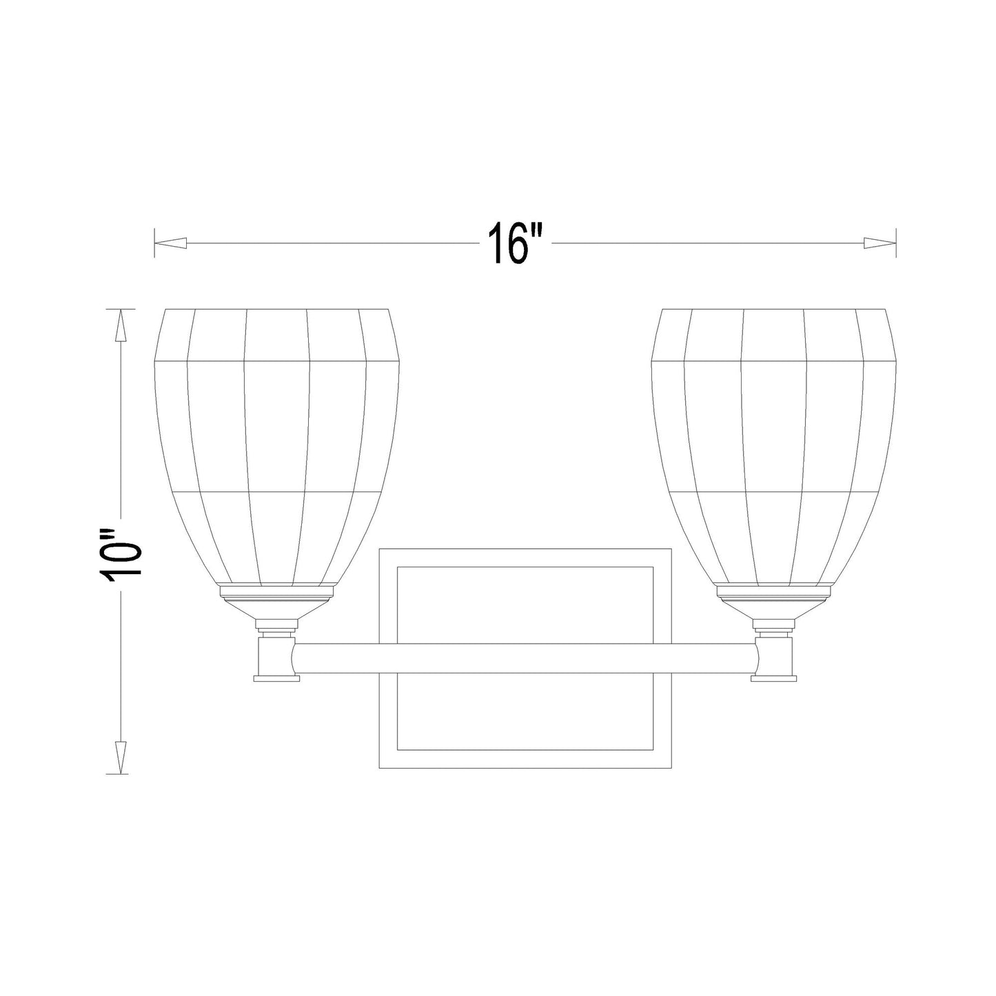 Oren Bath Vanity Light - line drawing.