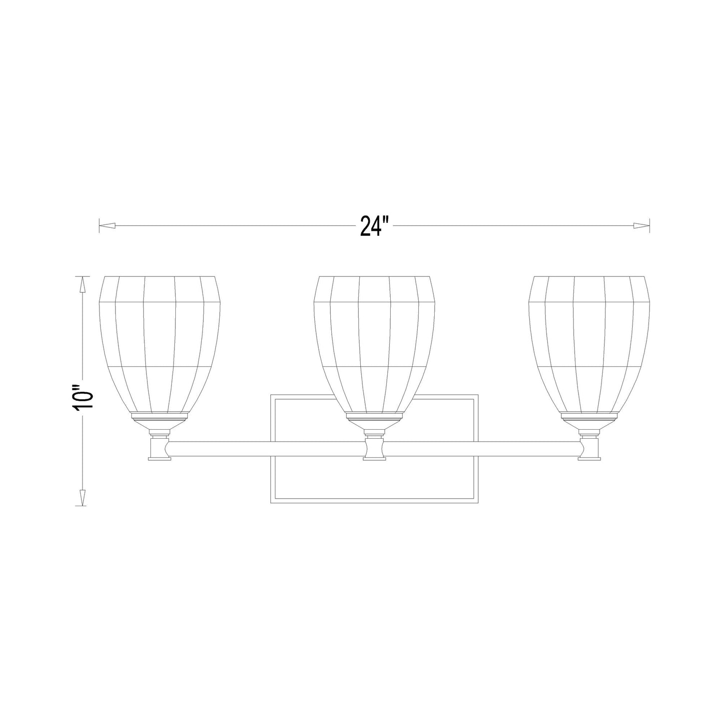 Oren Bath Vanity Light - line drawing.