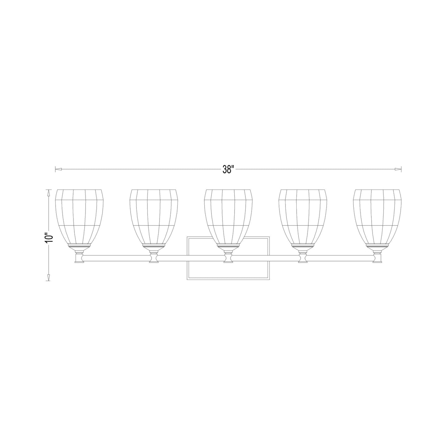 Oren Bath Vanity Light - line drawing.