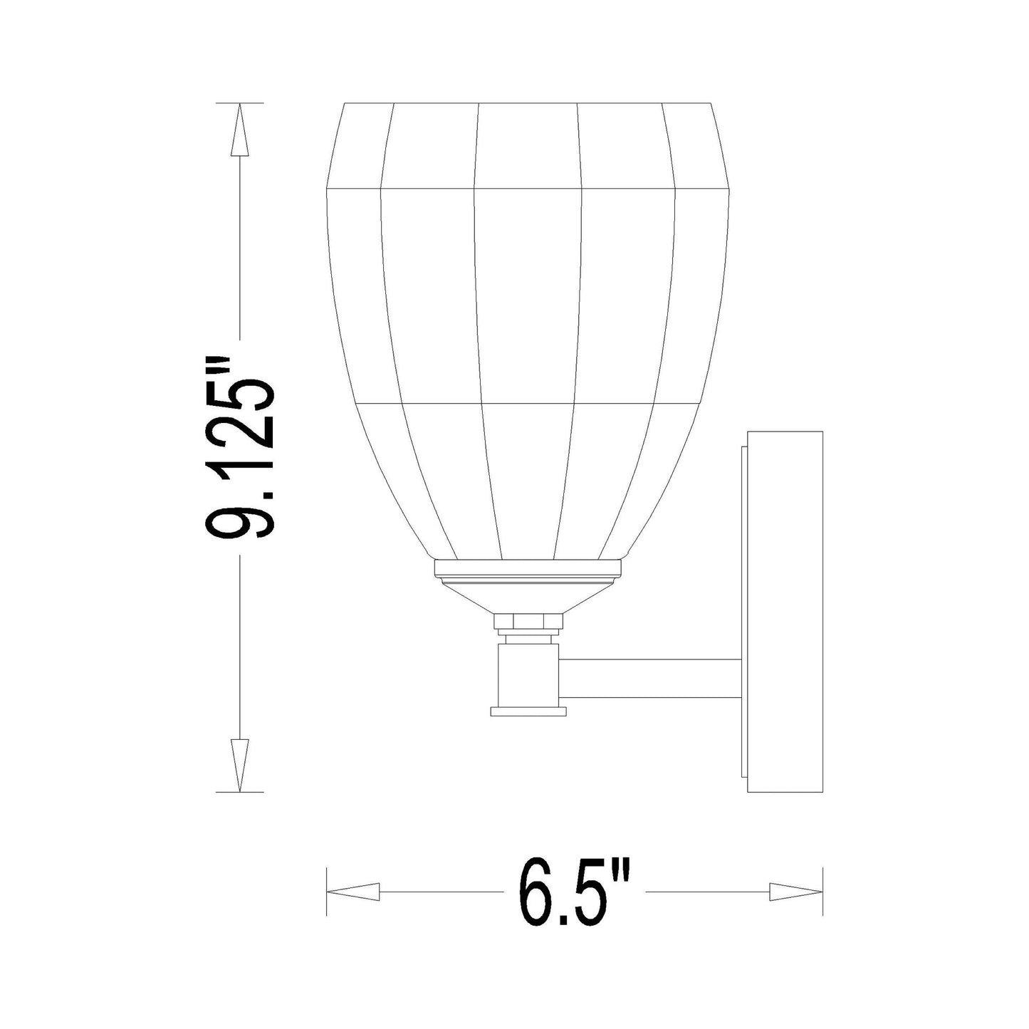 Oren Bath Wall Light - line drawing.