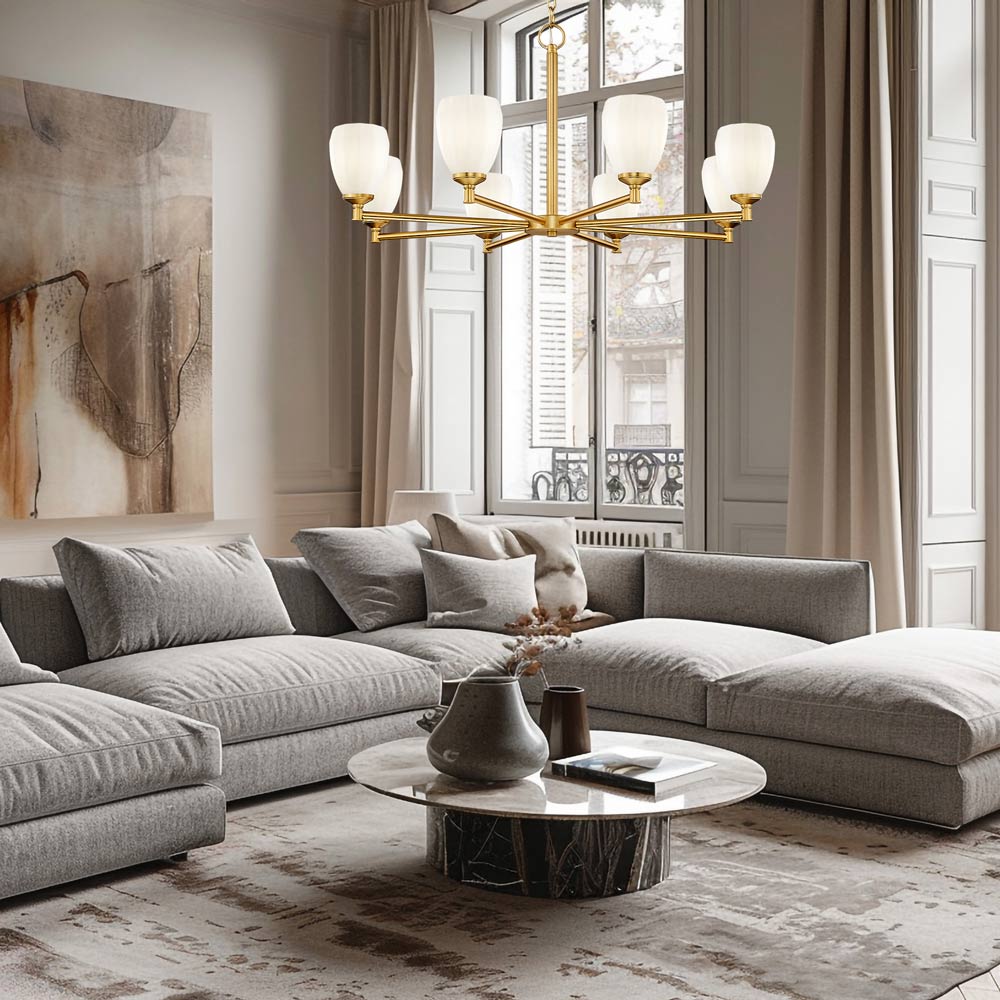 Oren Chandelier in living room.