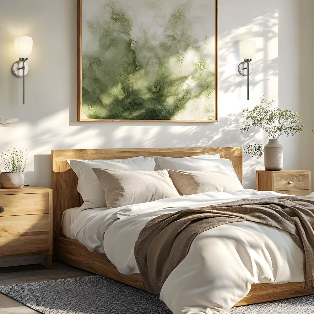 Oren Wall Light in bedroom.