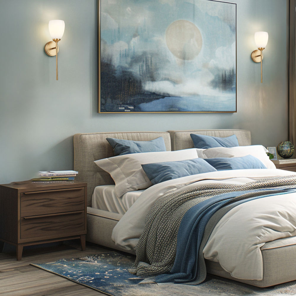 Oren Wall Light in bedroom.