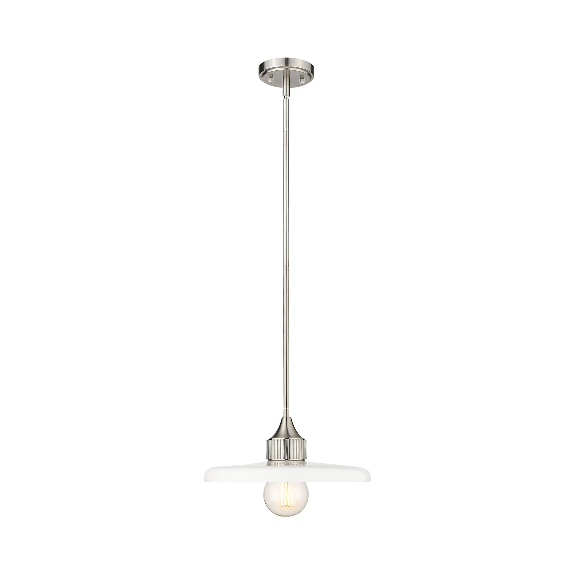 Paloma Pendant Light in Brushed Nickel (14-Inch/Gloss Opal).