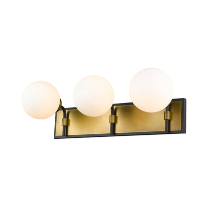 Parsons Bath Vanity Light in Matte Black/Olde Brass (3-Light).