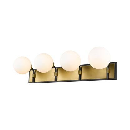 Parsons Bath Vanity Light in Matte Black/Olde Brass (4-Light).