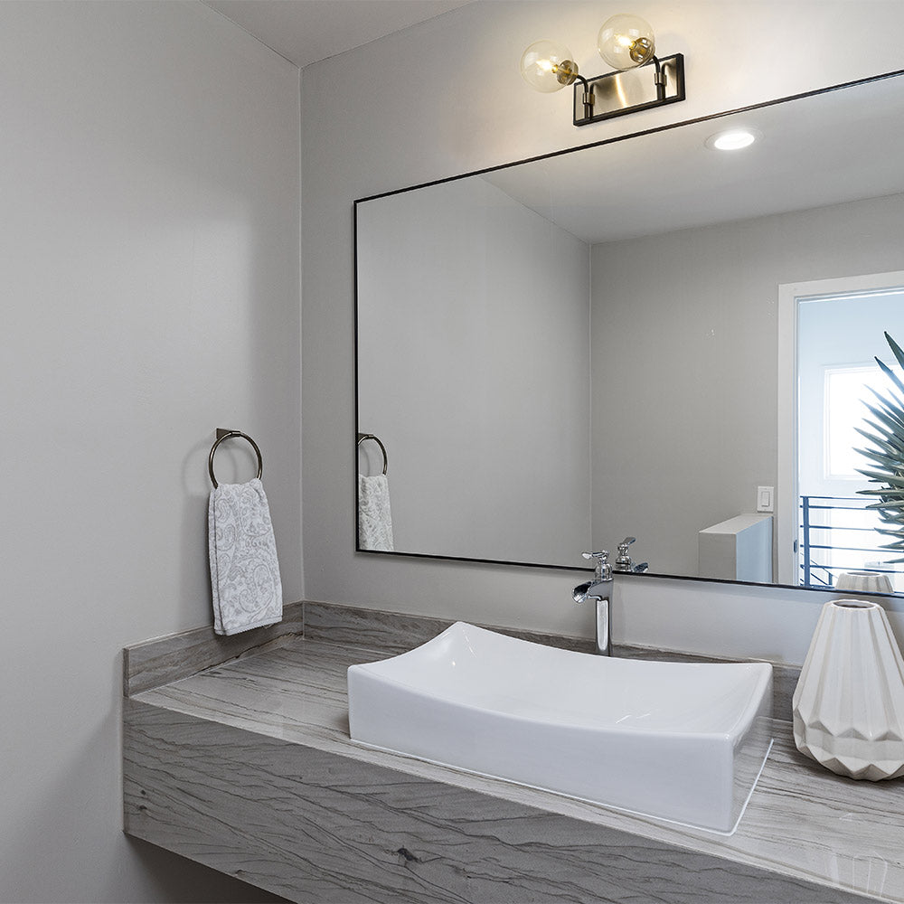 Parsons Bath Vanity Light in bathroom.