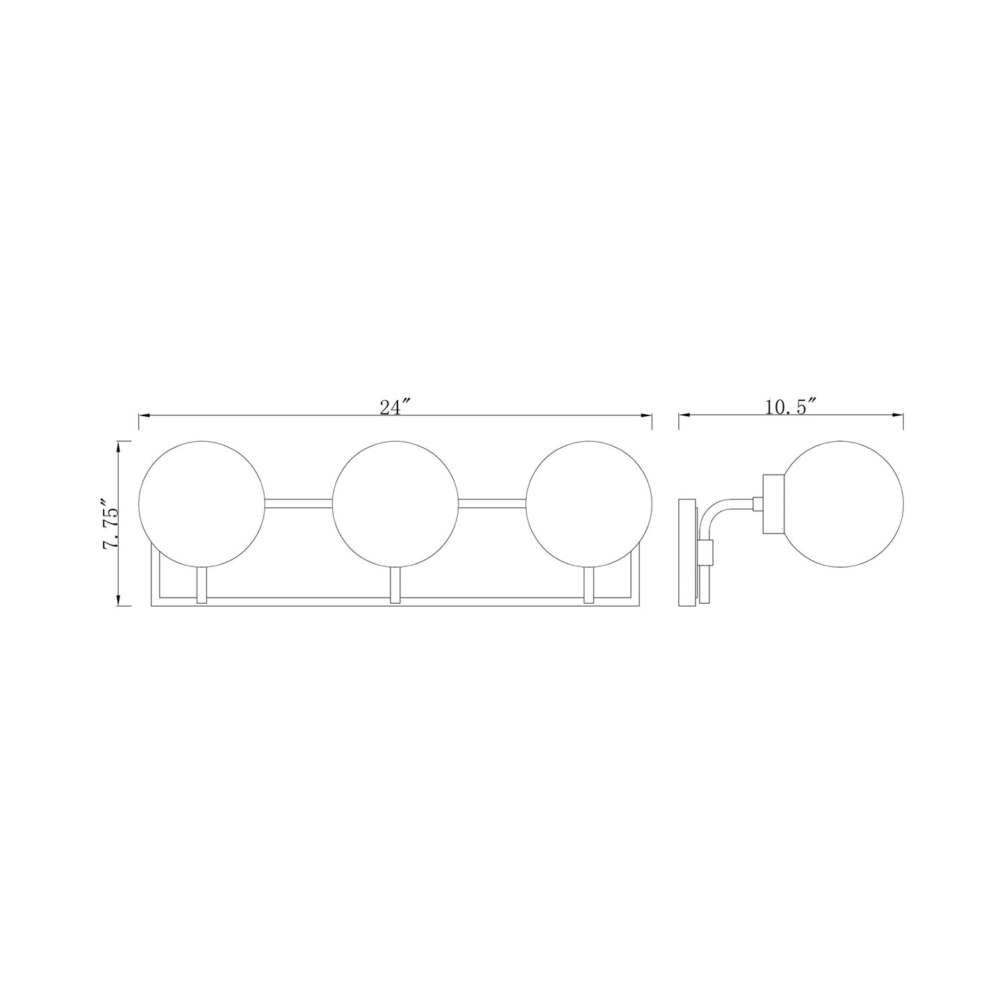 Parsons Bath Vanity Light - line drawing.