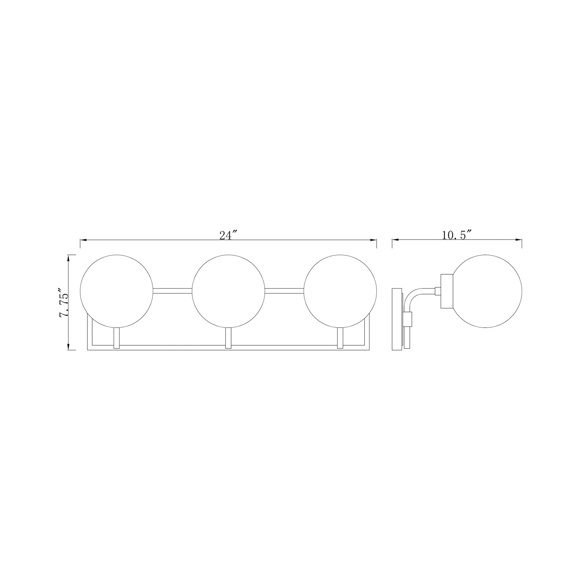 Parsons Bath Vanity Light - line drawing.