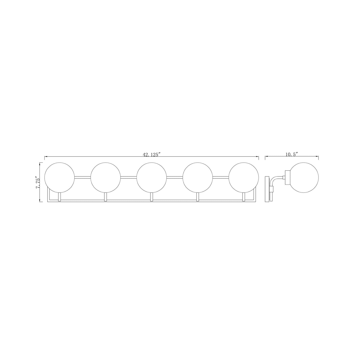 Parsons Bath Vanity Light - line drawing.