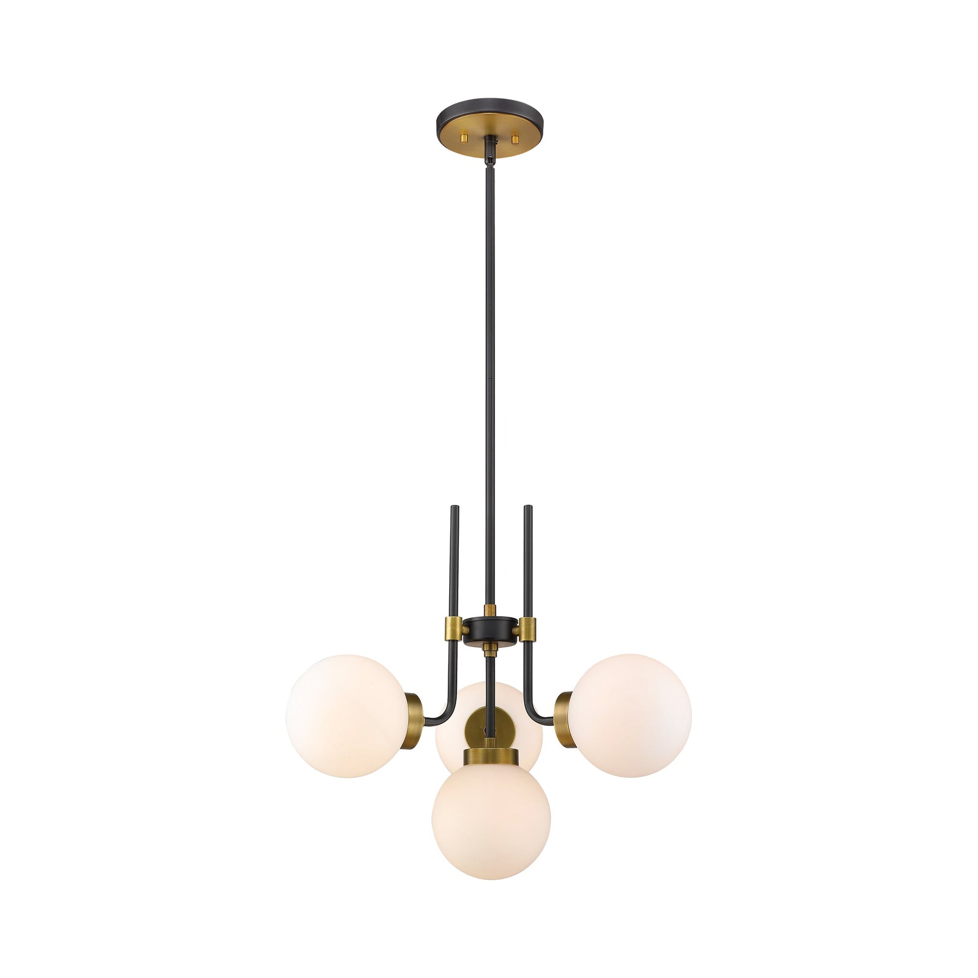 Parsons Chandelier in Matte Black/Olde Brass (4-Light).
