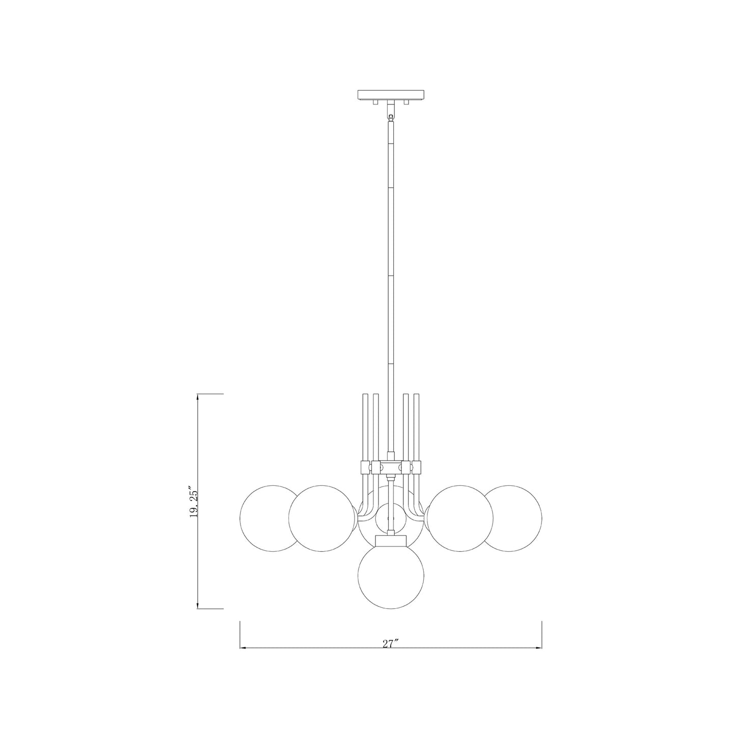 Parsons Chandelier - line drawing.