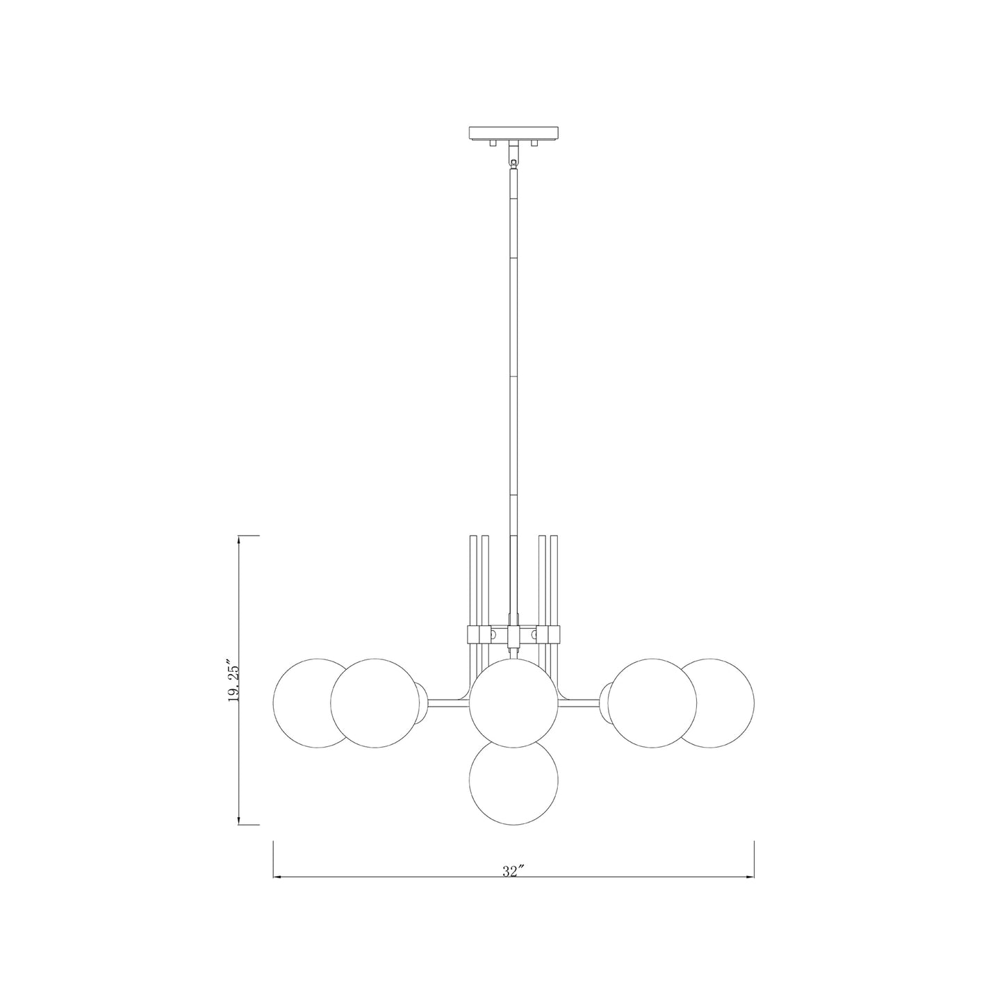 Parsons Chandelier - line drawing.