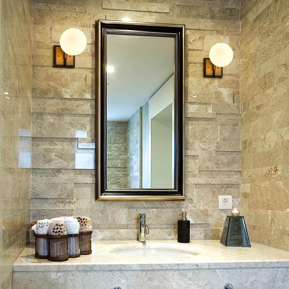 Parsons Wall Light in bathroom.