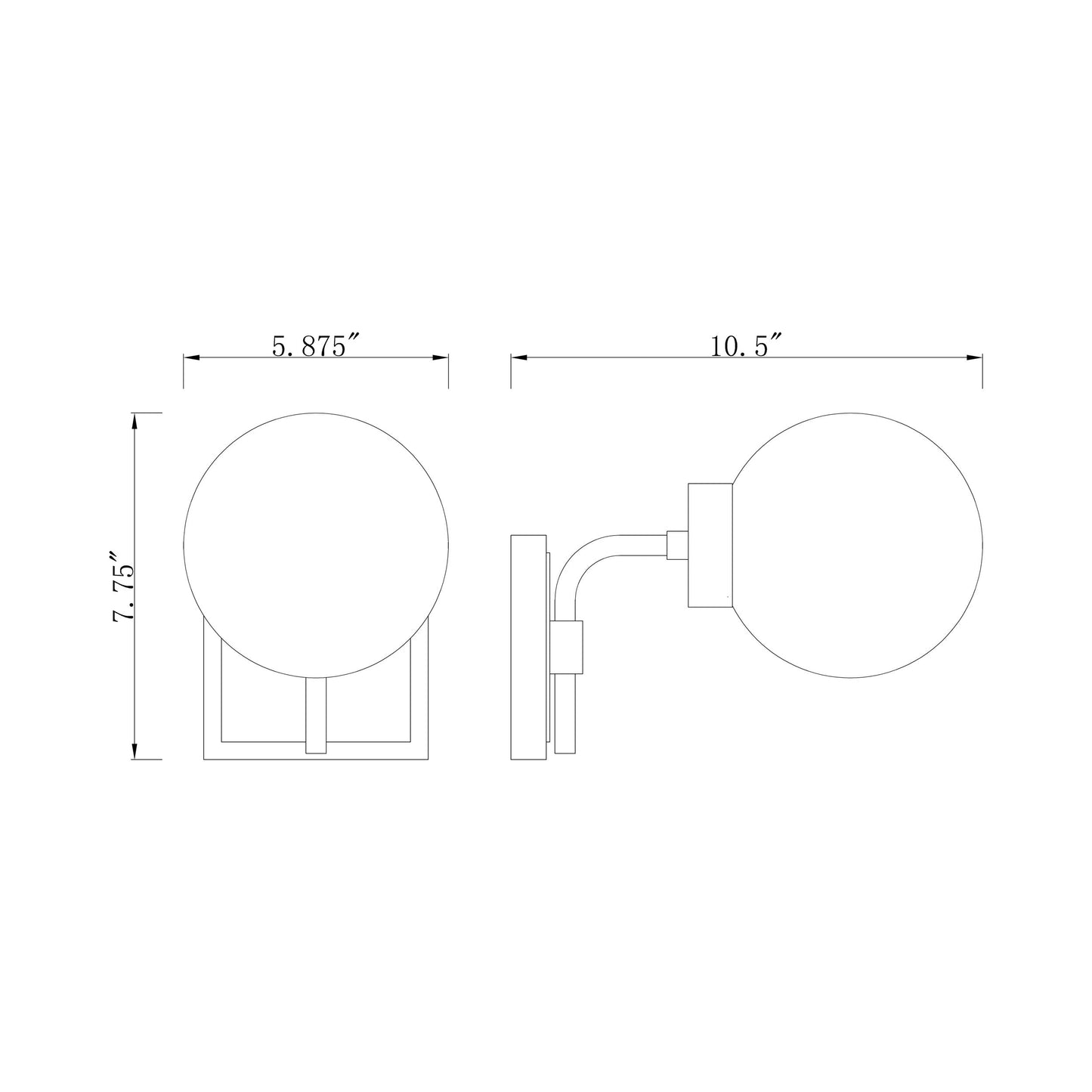 Parsons Wall Light - line drawing.