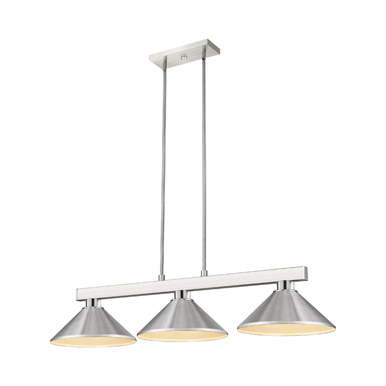 Players Cone Billiard Pendant Light in Brushed Nickel.