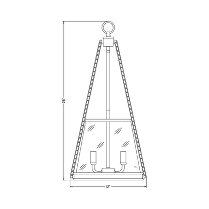 Prescott Pendant Light - line drawing.
