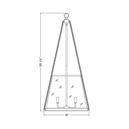 Prescott Pendant Light - line drawing.