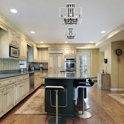Quadra Semi Flush Mount Ceiling Light in kitchen.
