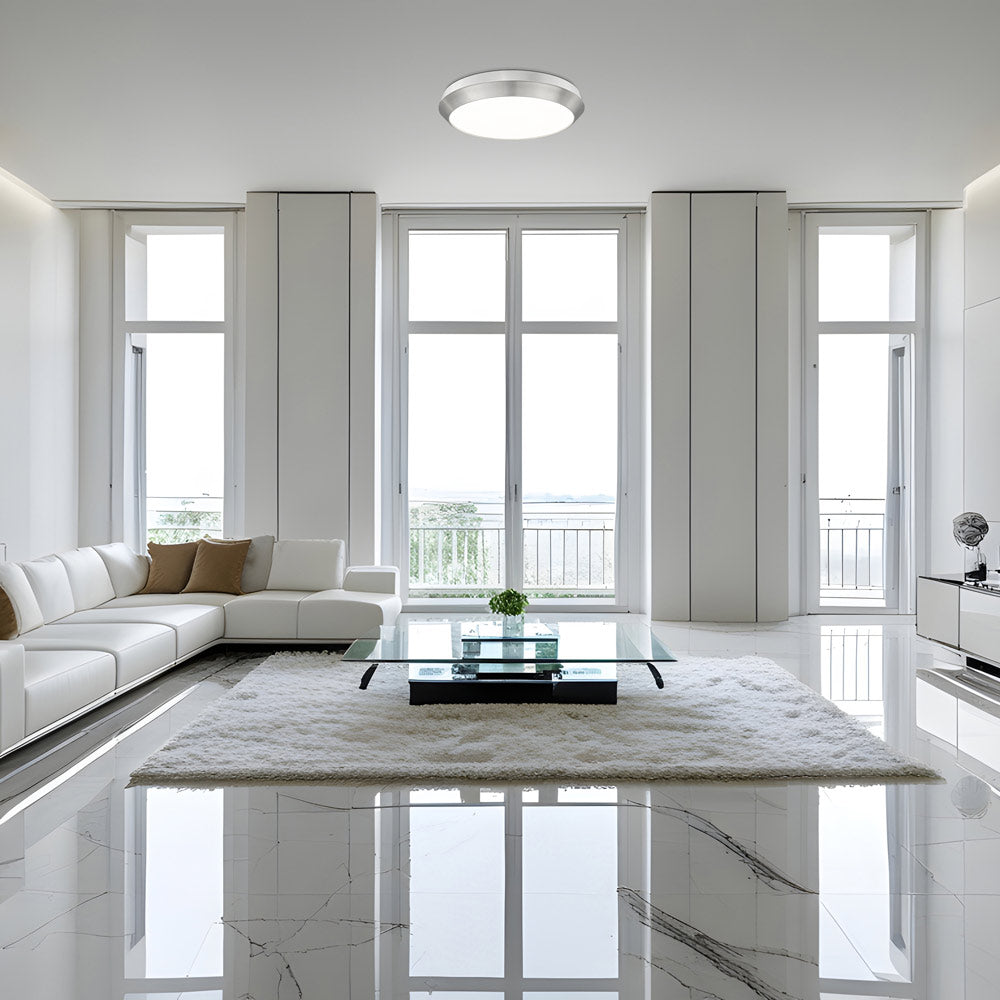 Quasars LED Flush Mount Ceiling Light in living room.