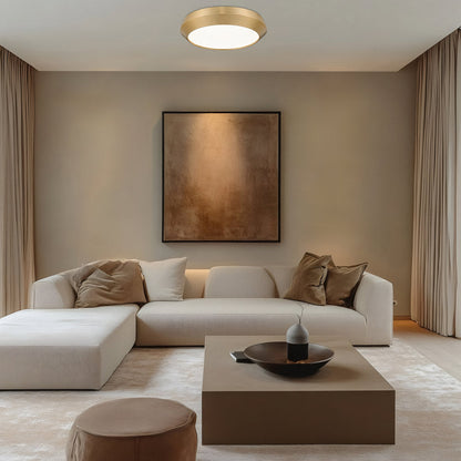 Quasars LED Flush Mount Ceiling Light in living room.