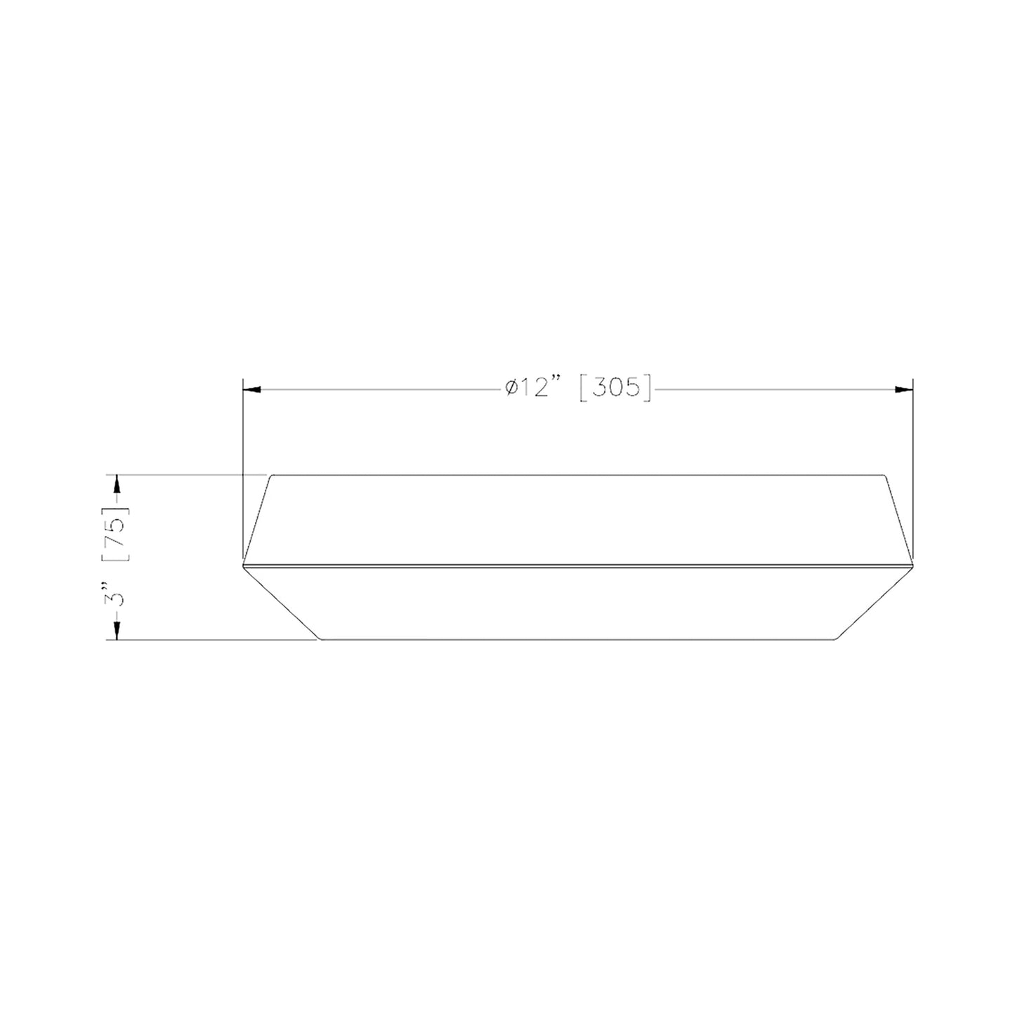 Quasars LED Flush Mount Ceiling Light - line drawing.