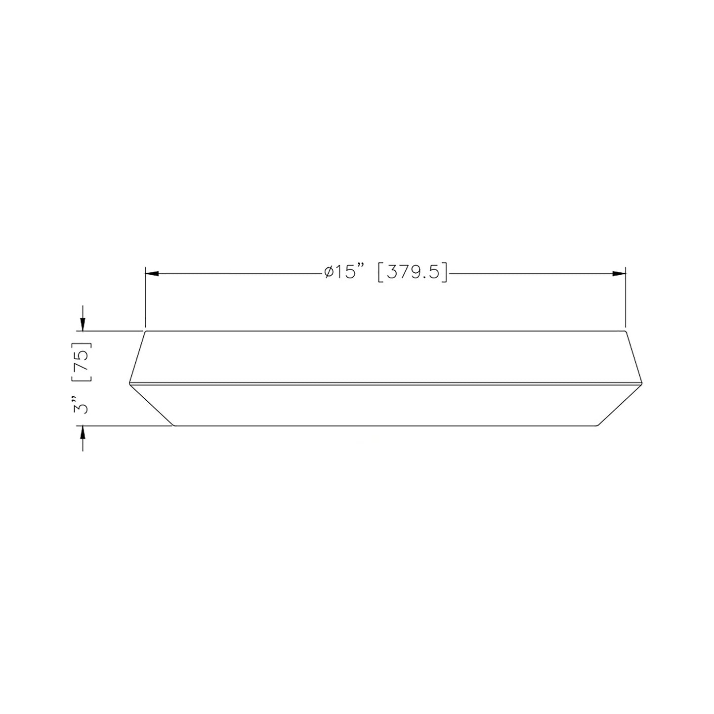 Quasars LED Flush Mount Ceiling Light - line drawing.