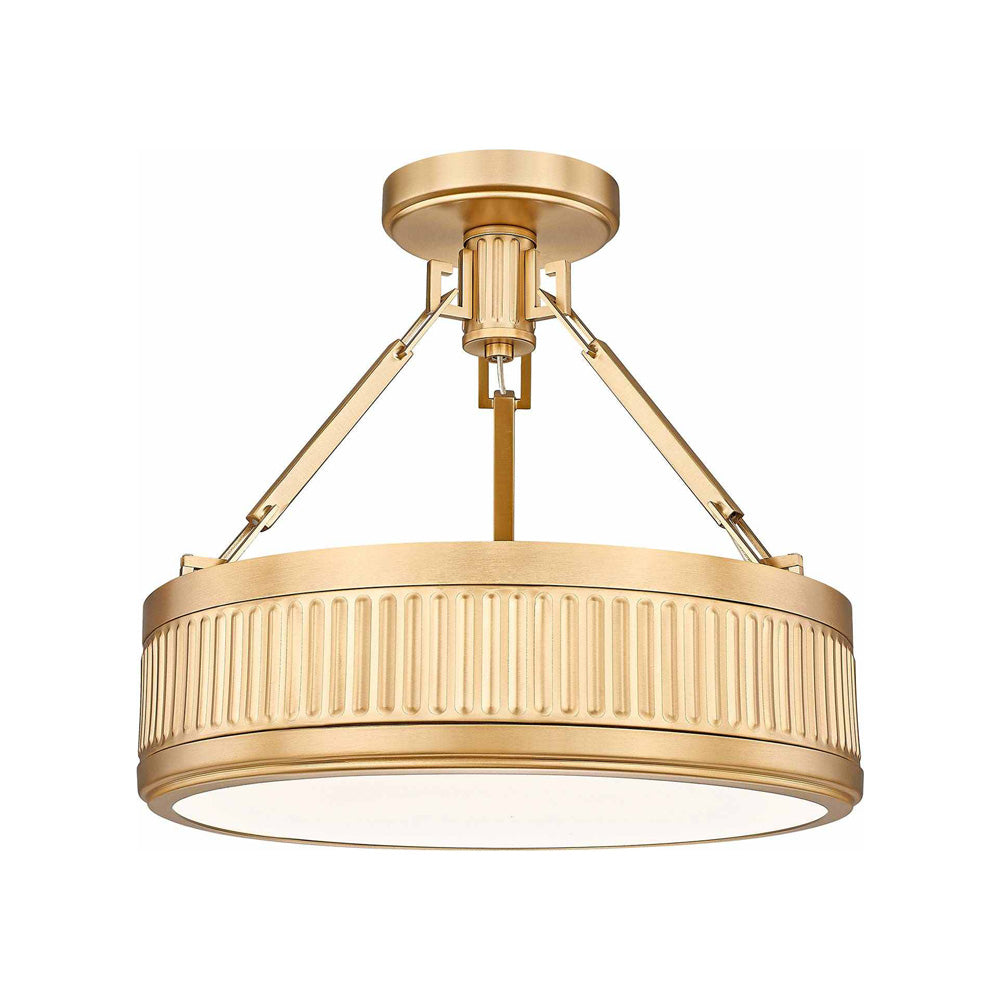 Quinn LED Semi Flush Mount Ceiling Light in Modern Gold (15-Inch).