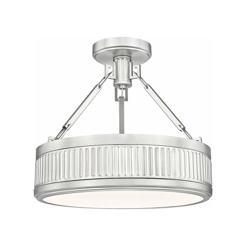 Quinn LED Semi Flush Mount Ceiling Light in Satin Nickel (15-Inch).
