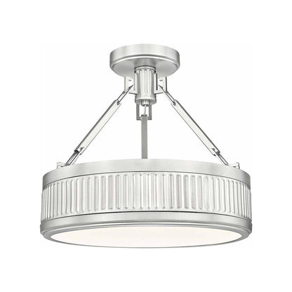 Quinn LED Semi Flush Mount Ceiling Light in Satin Nickel (15-Inch).