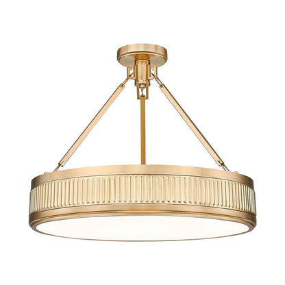 Quinn LED Semi Flush Mount Ceiling Light in Modern Gold (22-Inch).