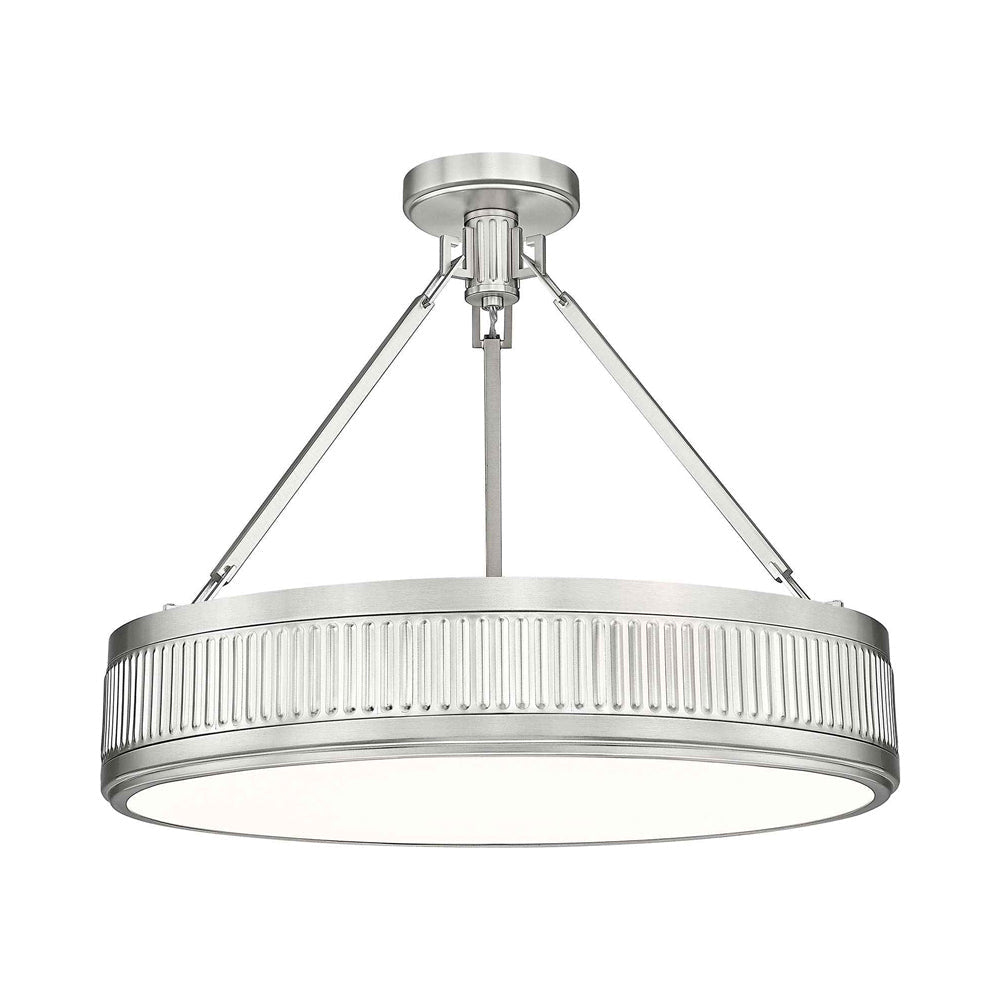 Quinn LED Semi Flush Mount Ceiling Light in Satin Nickel (22-Inch).