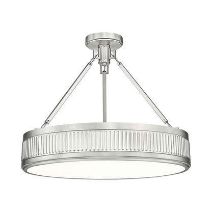 Quinn LED Semi Flush Mount Ceiling Light in Satin Nickel (22-Inch).