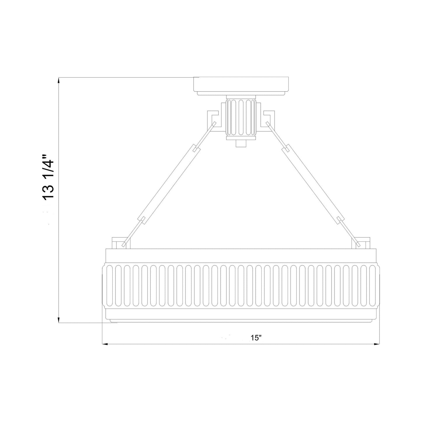 Quinn LED Semi Flush Mount Ceiling Light - line drawing.