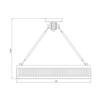 Quinn LED Semi Flush Mount Ceiling Light - line drawing.