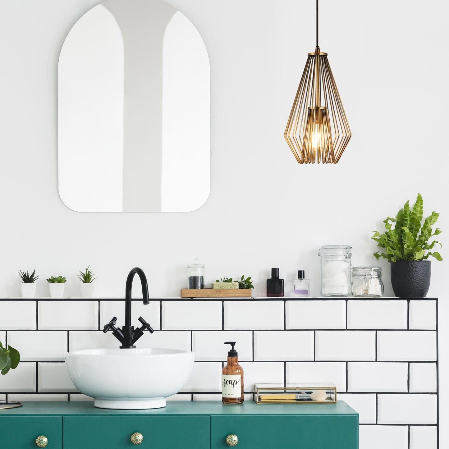 Quintus Pendant Light in bathroom.