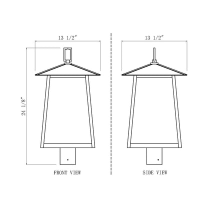 Rainer Outdoor Lantern Post Light - line drawing.