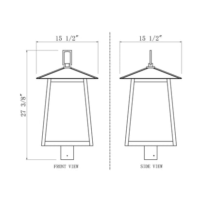 Rainer Outdoor Lantern Post Light - line drawing.