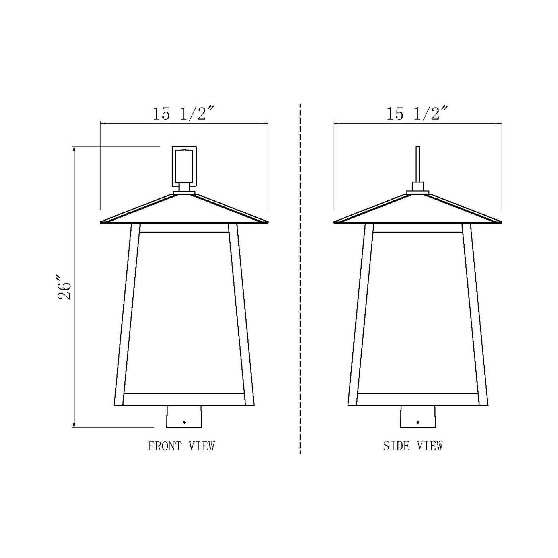 Rainer Outdoor Lantern Post Light - line drawing.