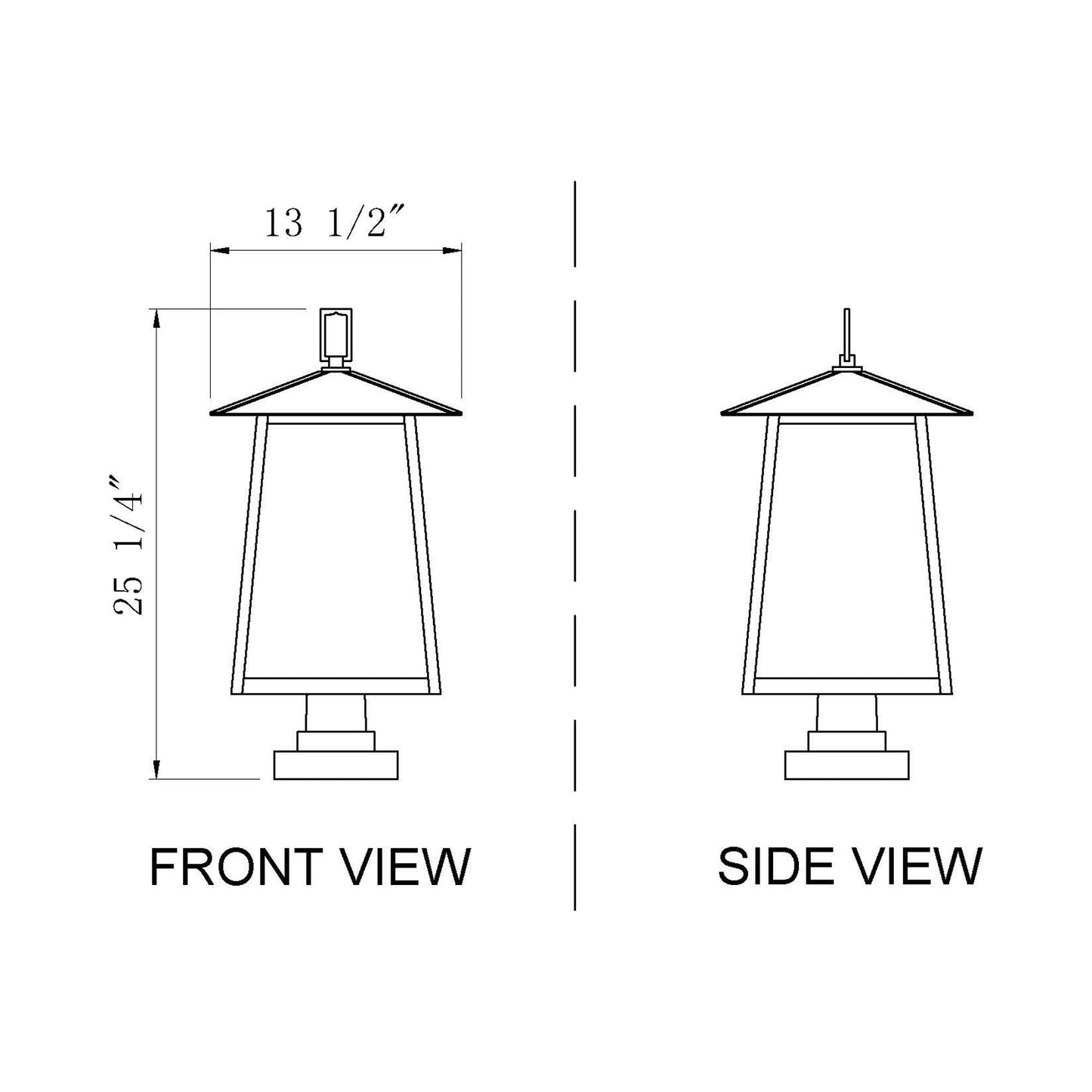Rainer Outdoor Lantern Post Light - line drawing.