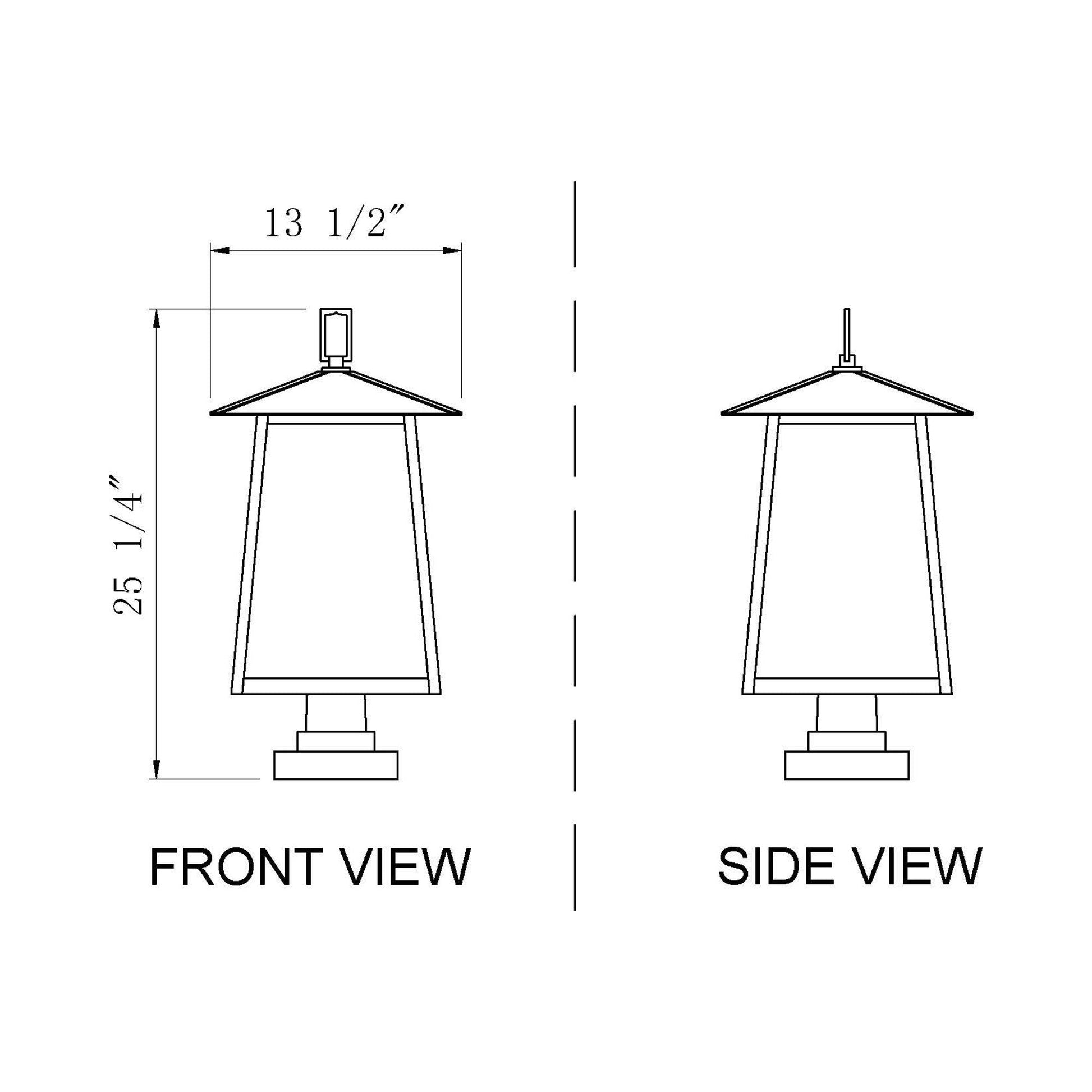 Rainer Outdoor Lantern Post Light - line drawing.