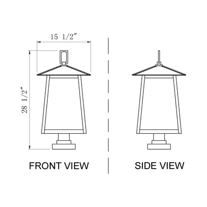 Rainer Outdoor Lantern Post Light - line drawing.