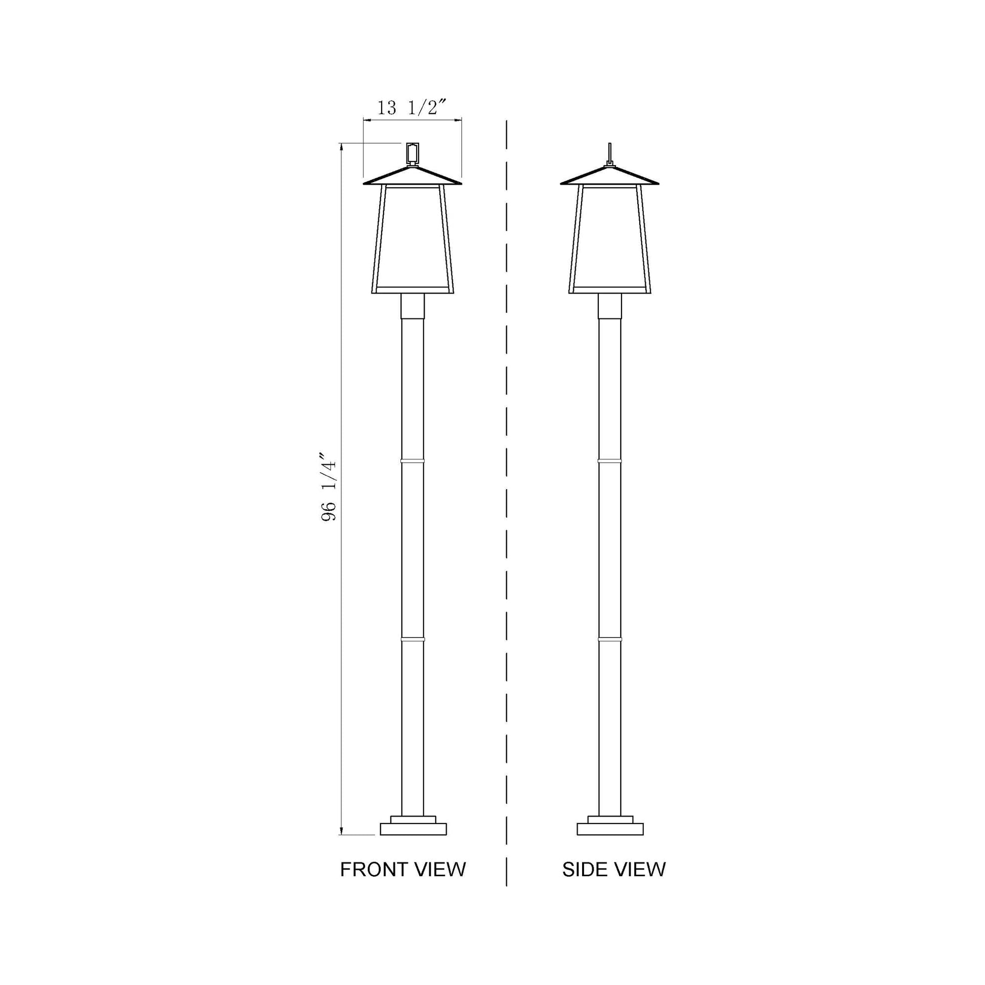 Rainer Outdoor Lean Post Light - line drawing.